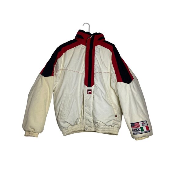 Vintage 90s Fila Italia Jacket Red White Puffer Jacket Sz Large